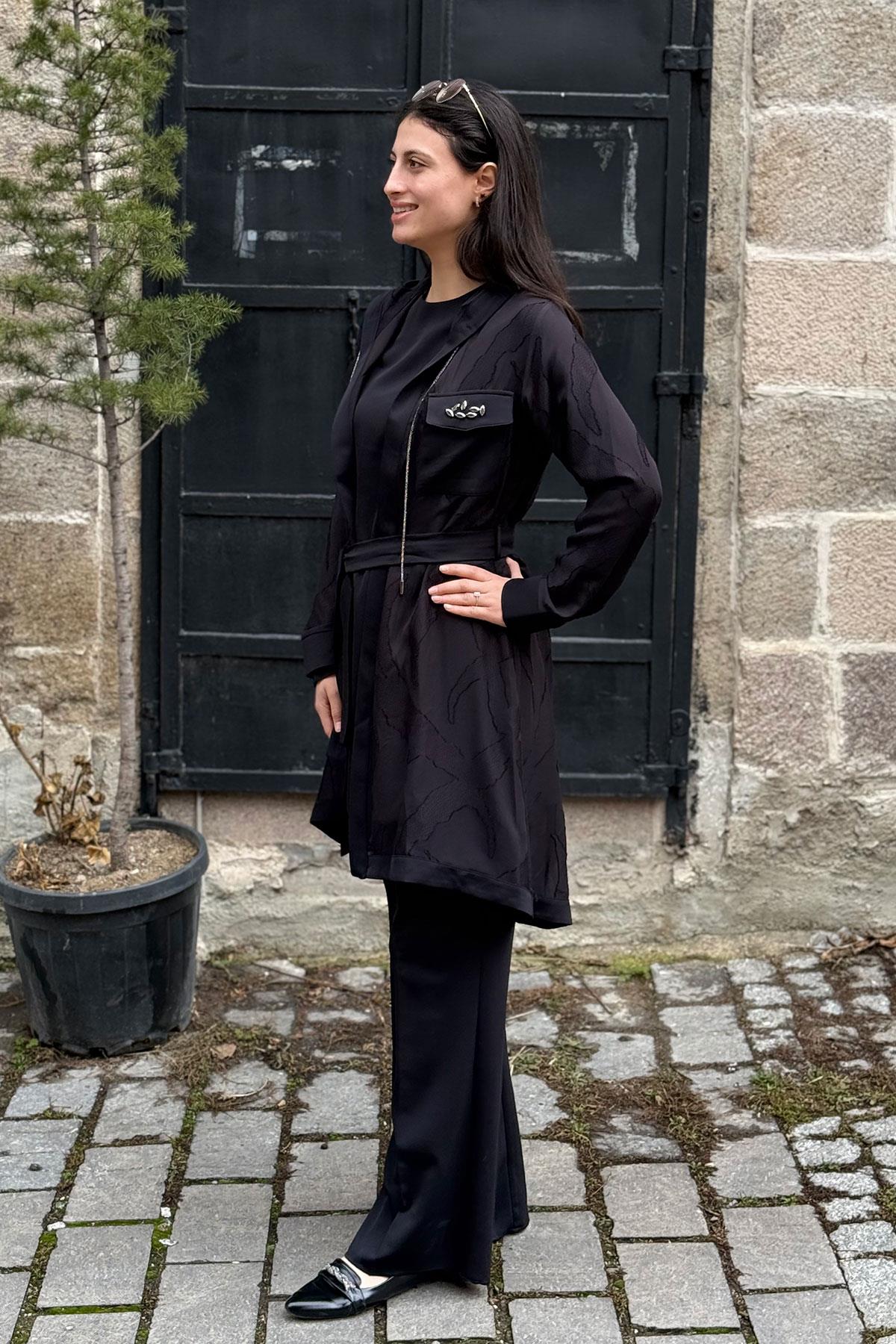 6106 PERİ MODA TUNİK TAKIM - Siyah