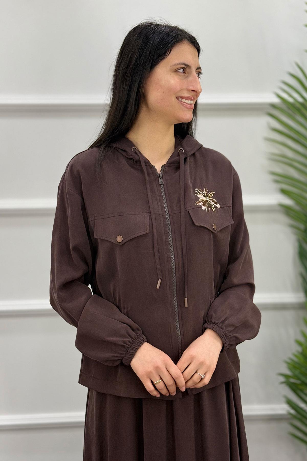 6108 Gaze Etekli Takım - Kahve