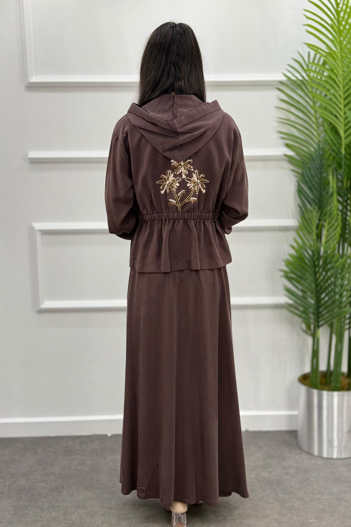 6108 Gaze Etekli Takım - Kahve