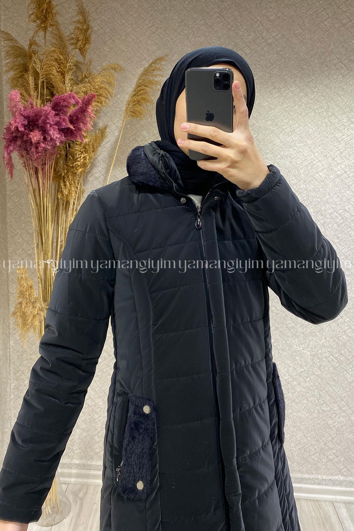 7302 PANOVA KAPİTONE KABAN - Siyah