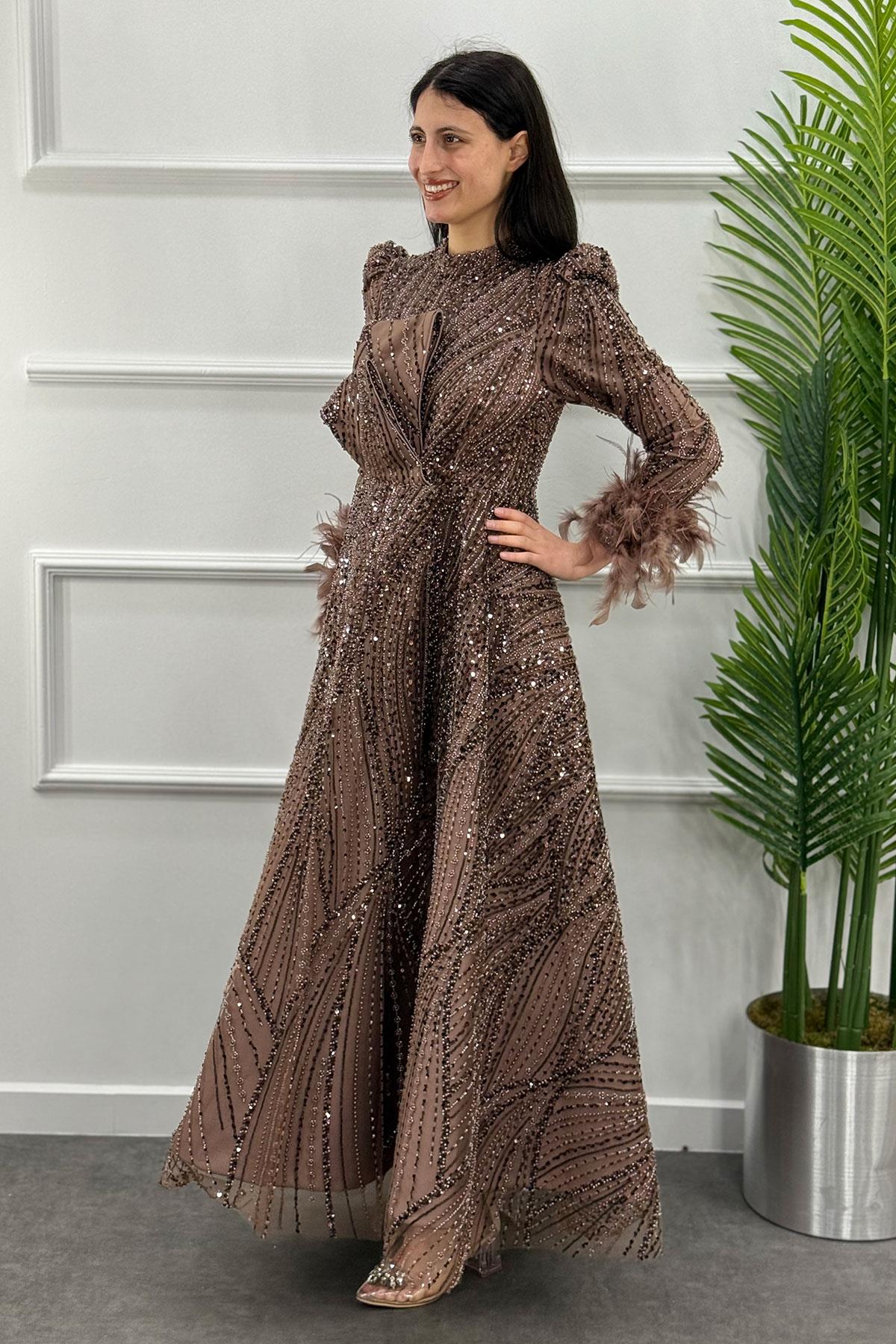 Alba Tesettür Abiye - Kahve