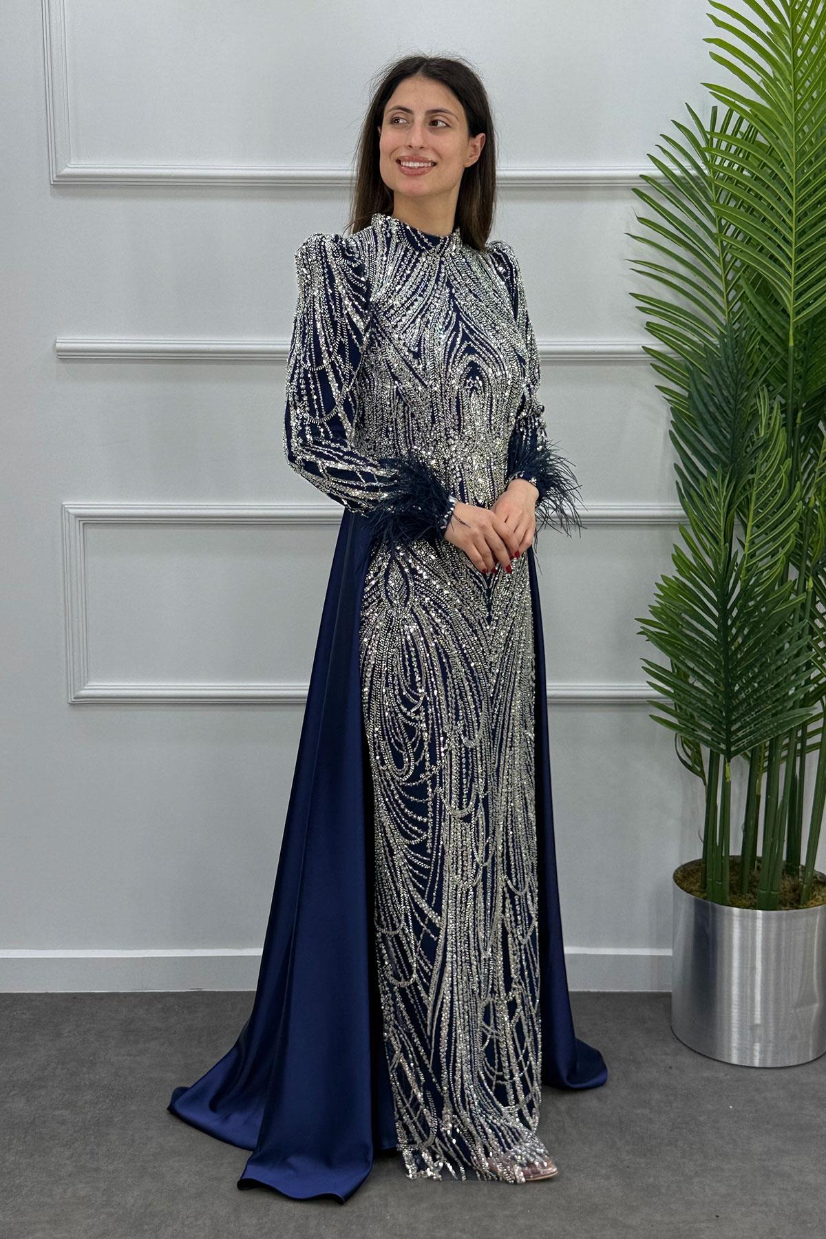 Amaril Tesettür Abiye - LACİVERT