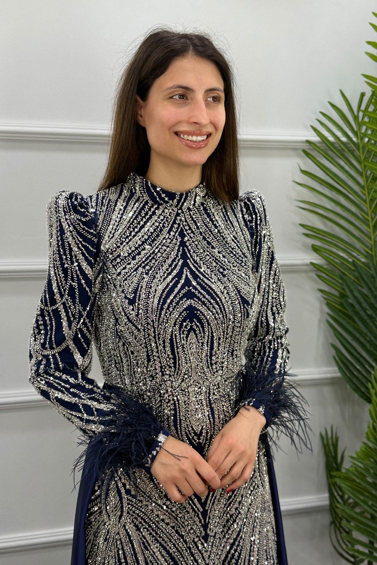 Amaril Tesettür Abiye - LACİVERT