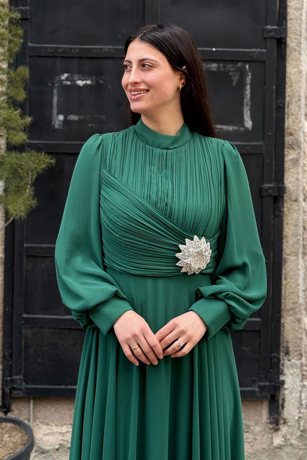 2367 NEW ELEGANS ELBİSE - Yeşil