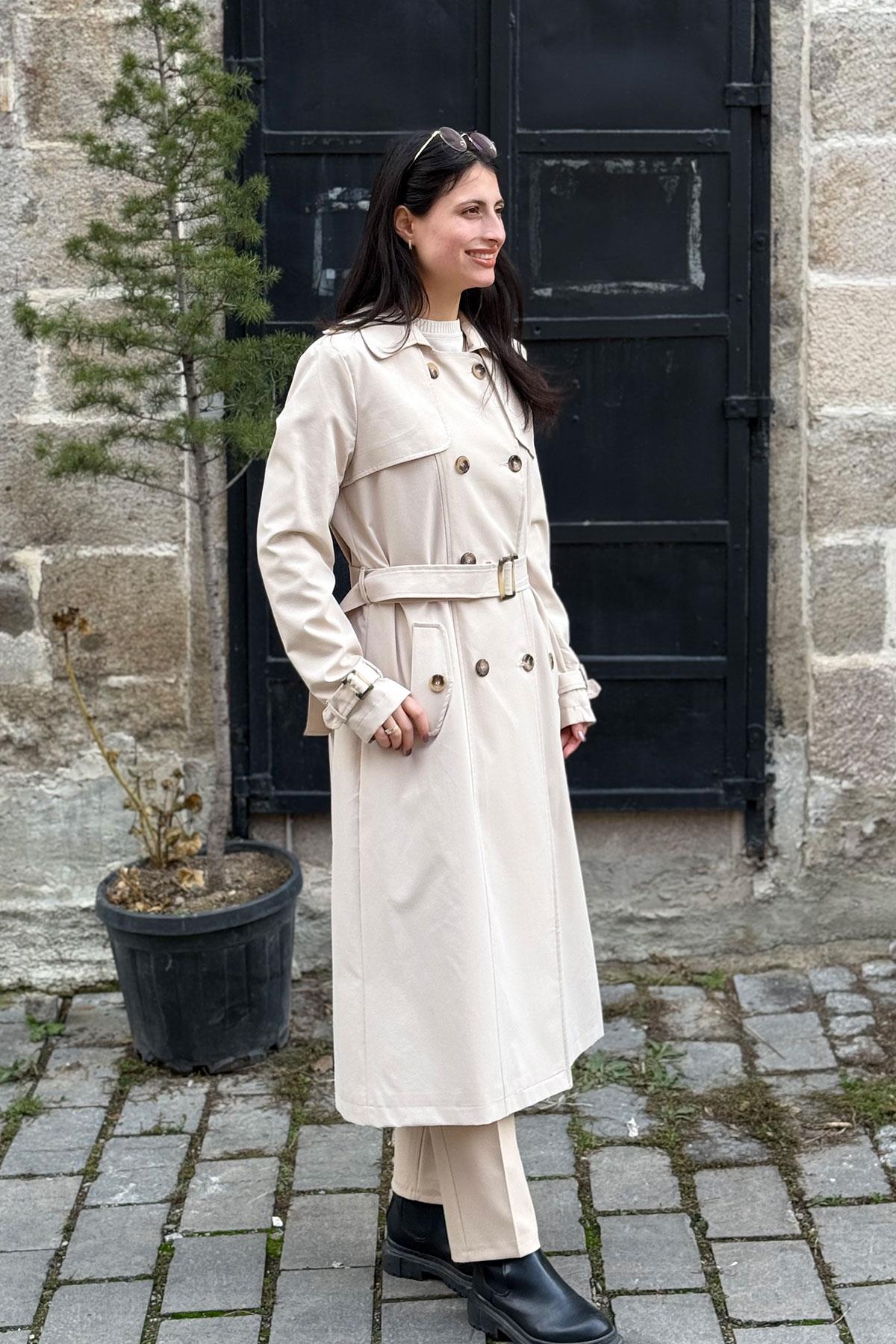 Astarlı Kemerli Trençkot - TAŞ