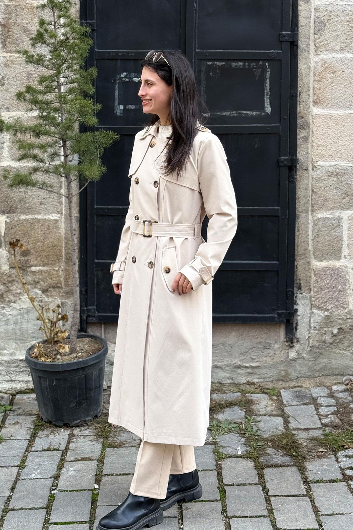 Astarlı Kemerli Trençkot - TAŞ