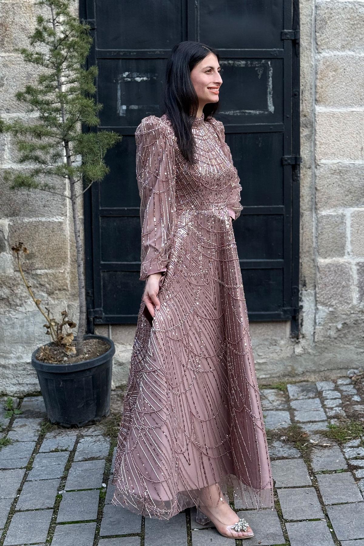 2380 NEW ELEGANS ELBİSE - Kahve