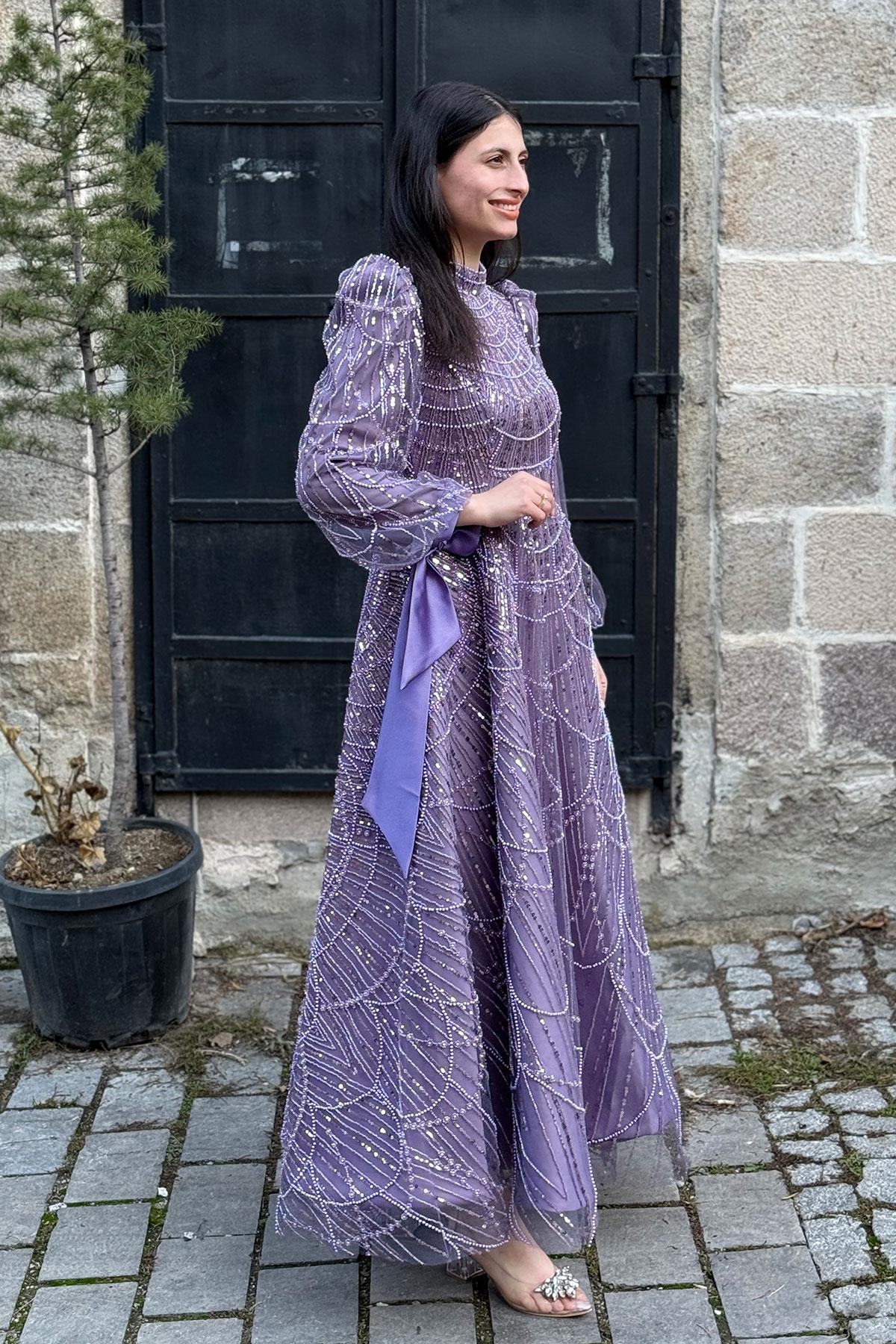 2380 NEW ELEGANS ELBİSE - Lila