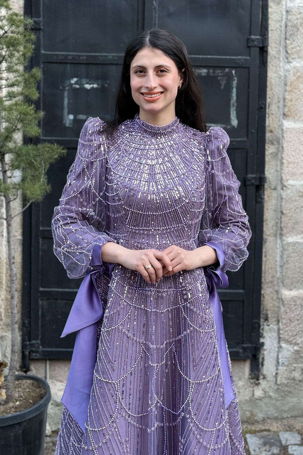 2380 NEW ELEGANS ELBİSE - Lila