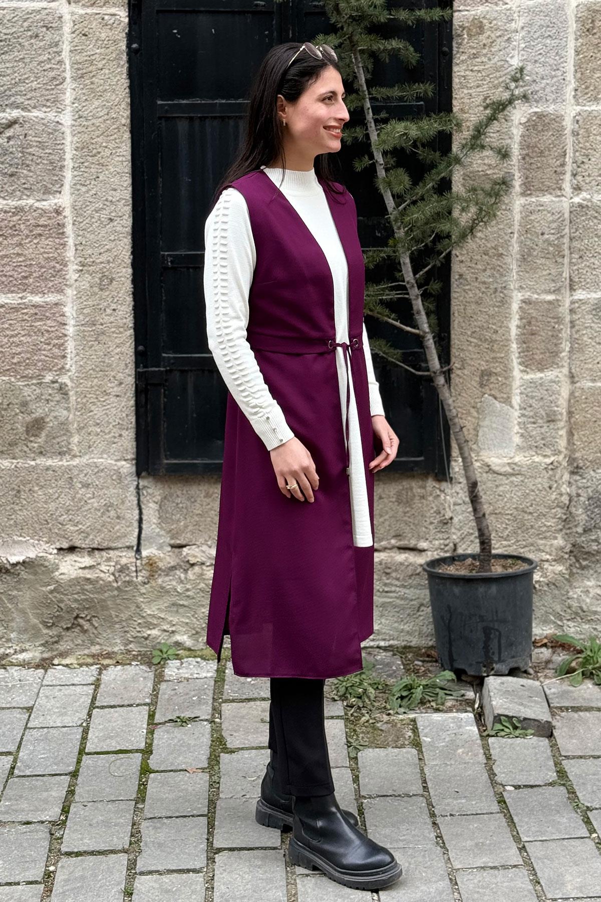 Belden Bağlamalı Yelek - MÜRDÜM