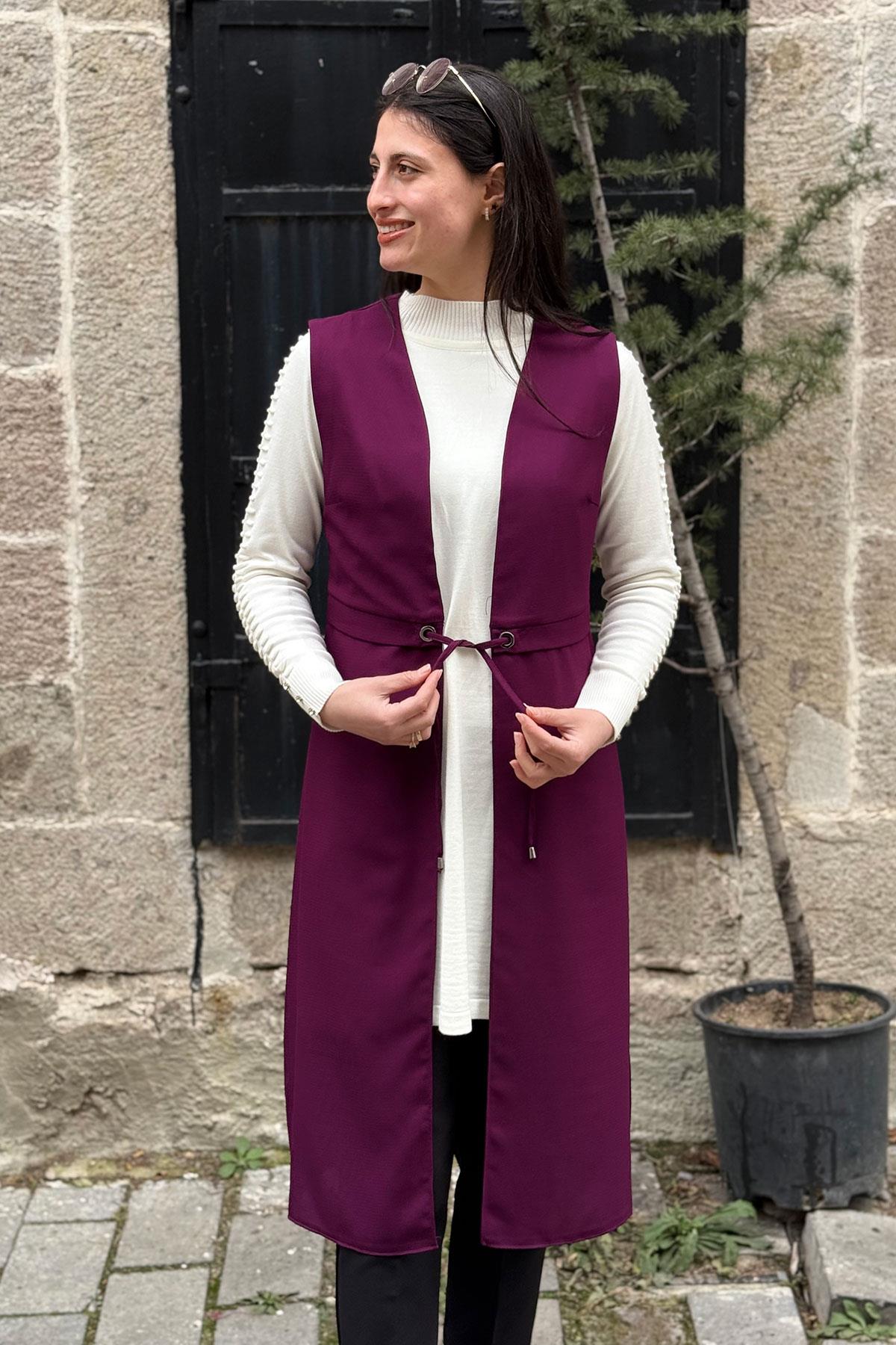 Belden Bağlamalı Yelek - MÜRDÜM