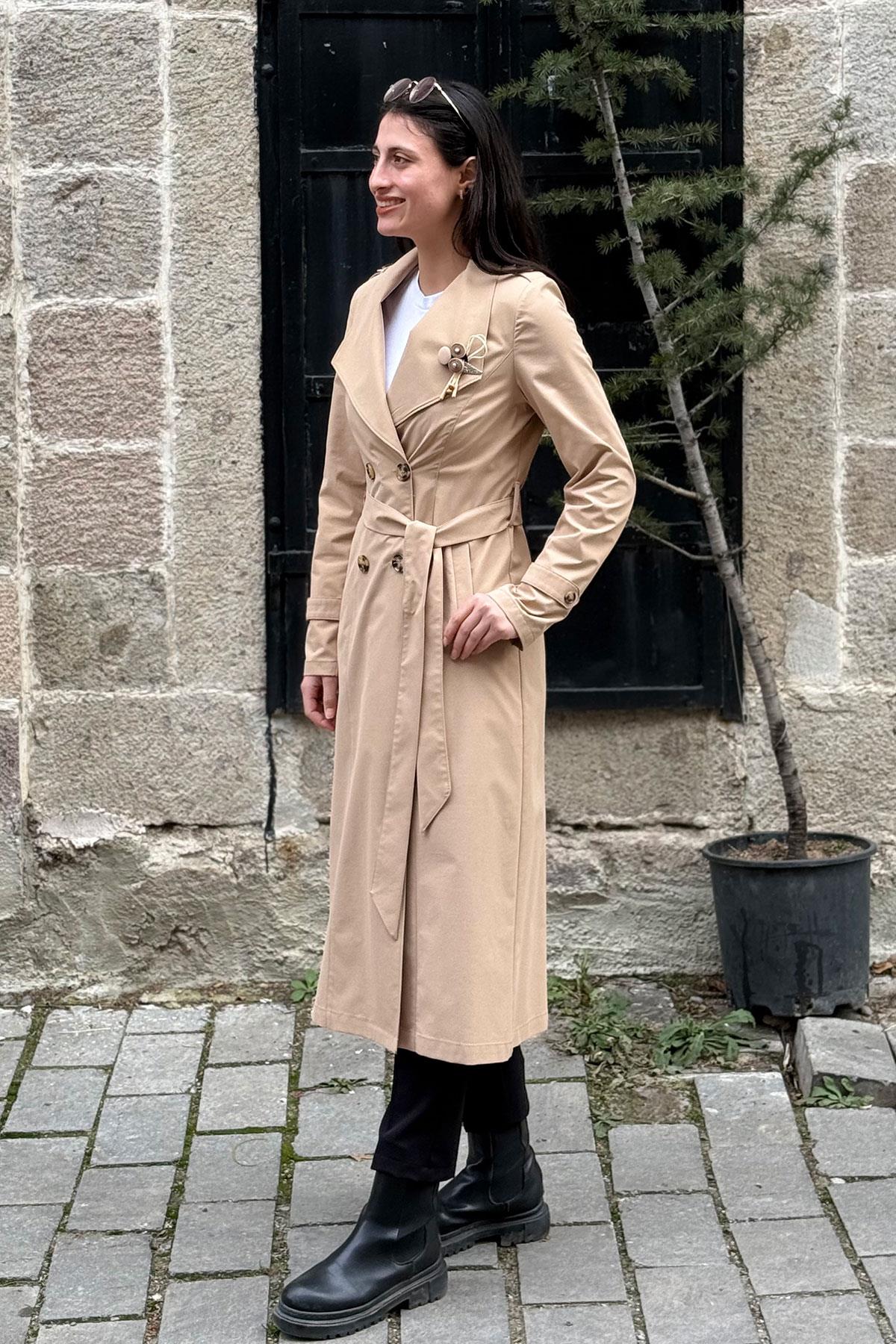 3346 ALYAKA TRENÇ KAP - Camel