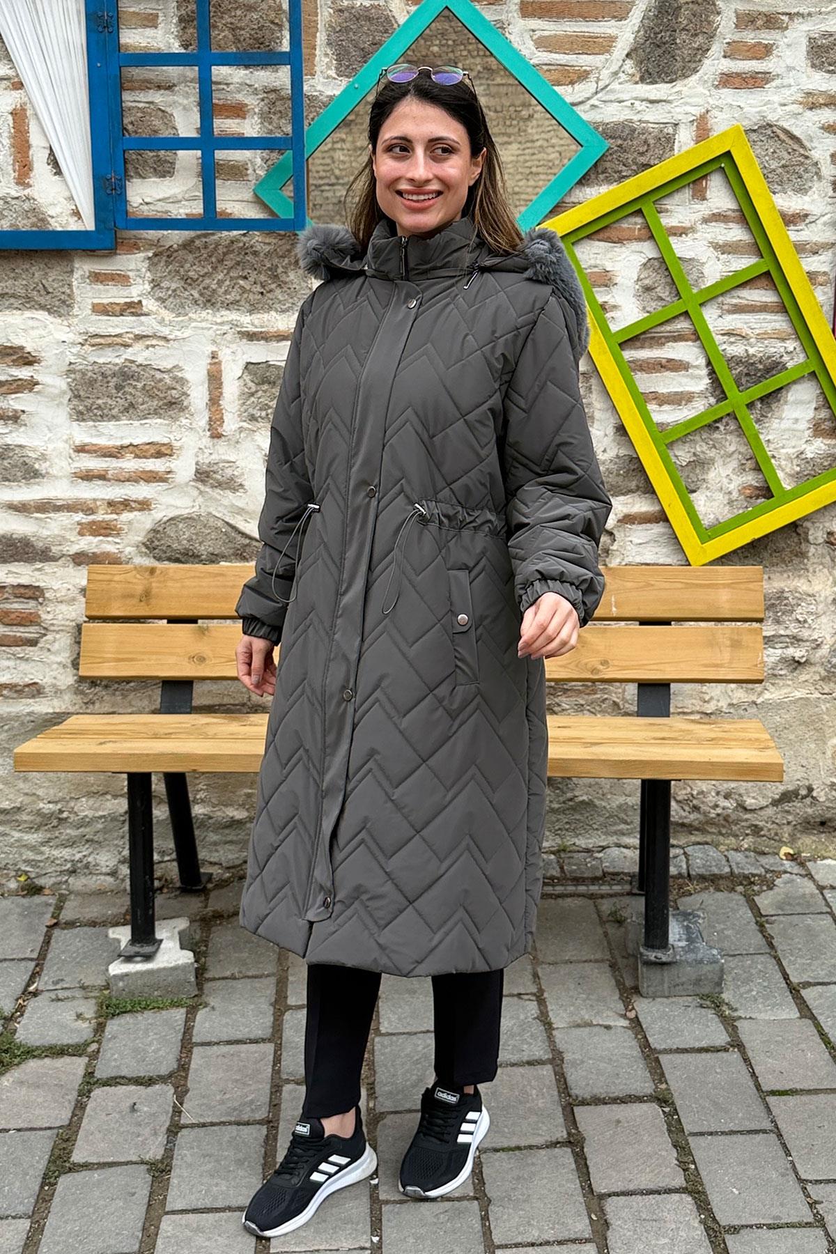 Berlin Vazo Büyük Beden Kaban - GRİ