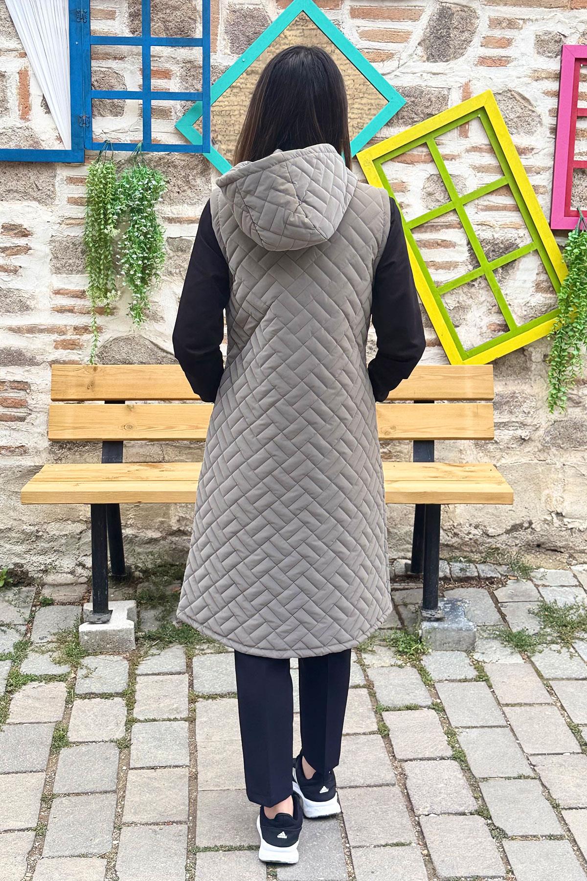 Cebi Taşlı Kapitone Yelek - GRİ