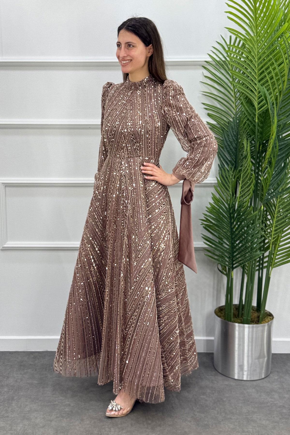 Çiğdem Tesettür Abiye - KAHVE