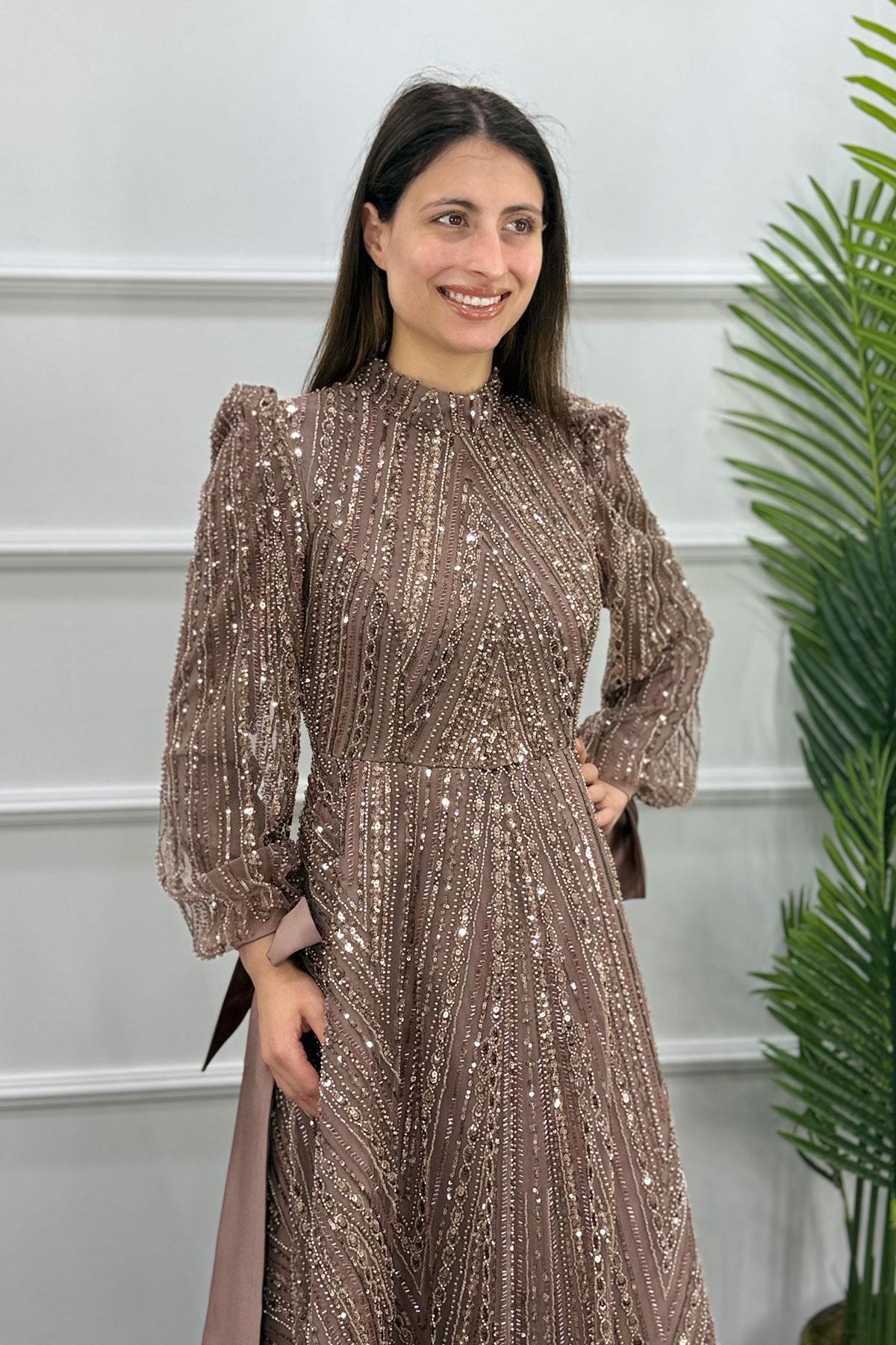 Çiğdem Tesettür Abiye - KAHVE