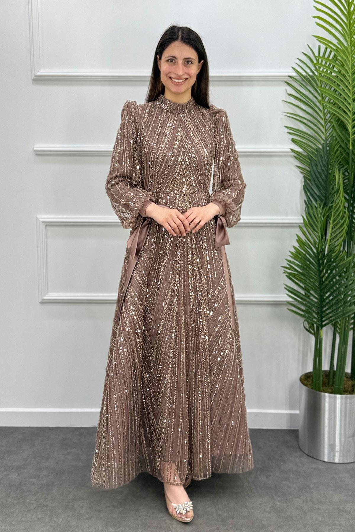 Çiğdem Tesettür Abiye - KAHVE