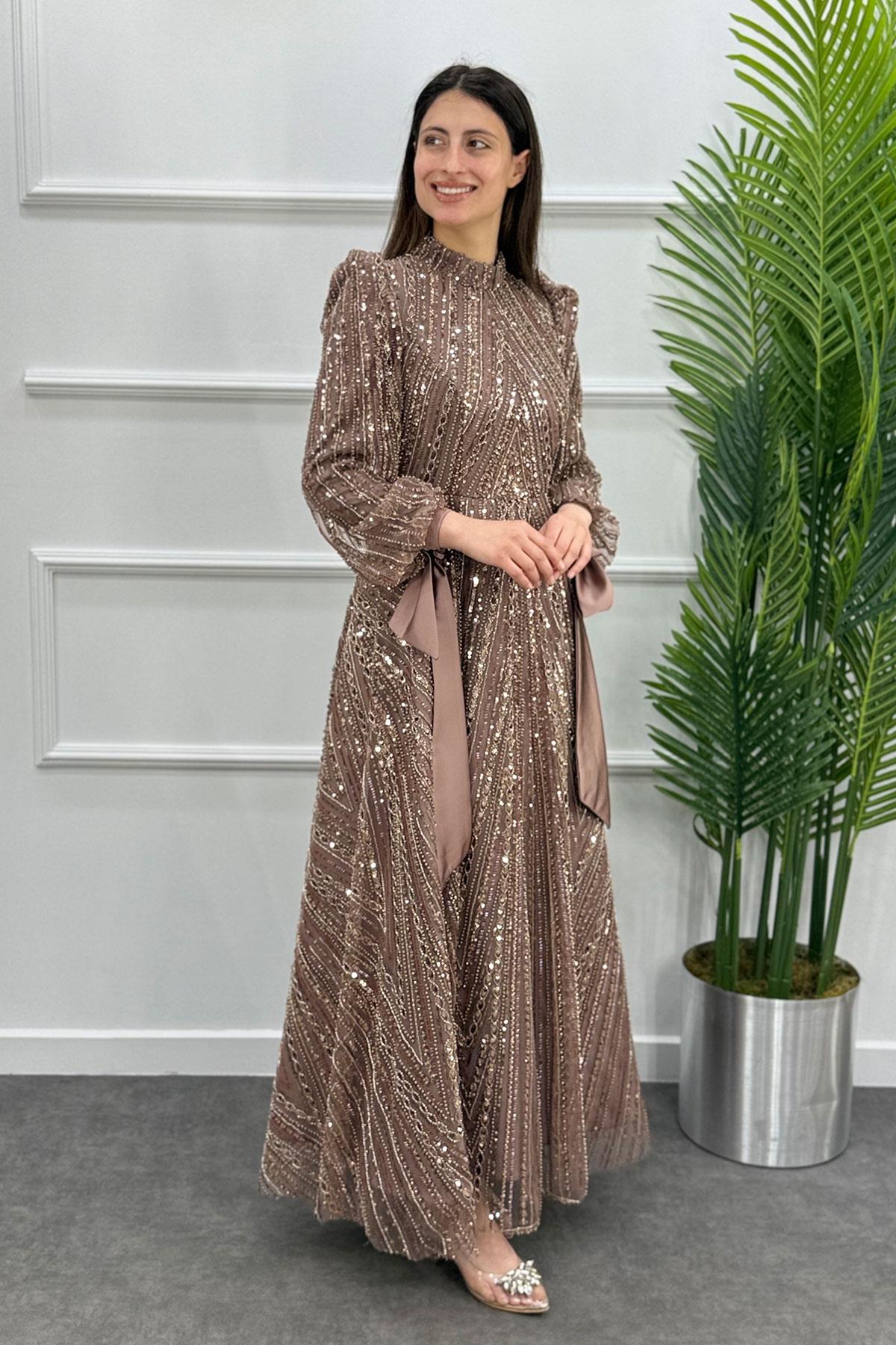 Çiğdem Tesettür Abiye - KAHVE