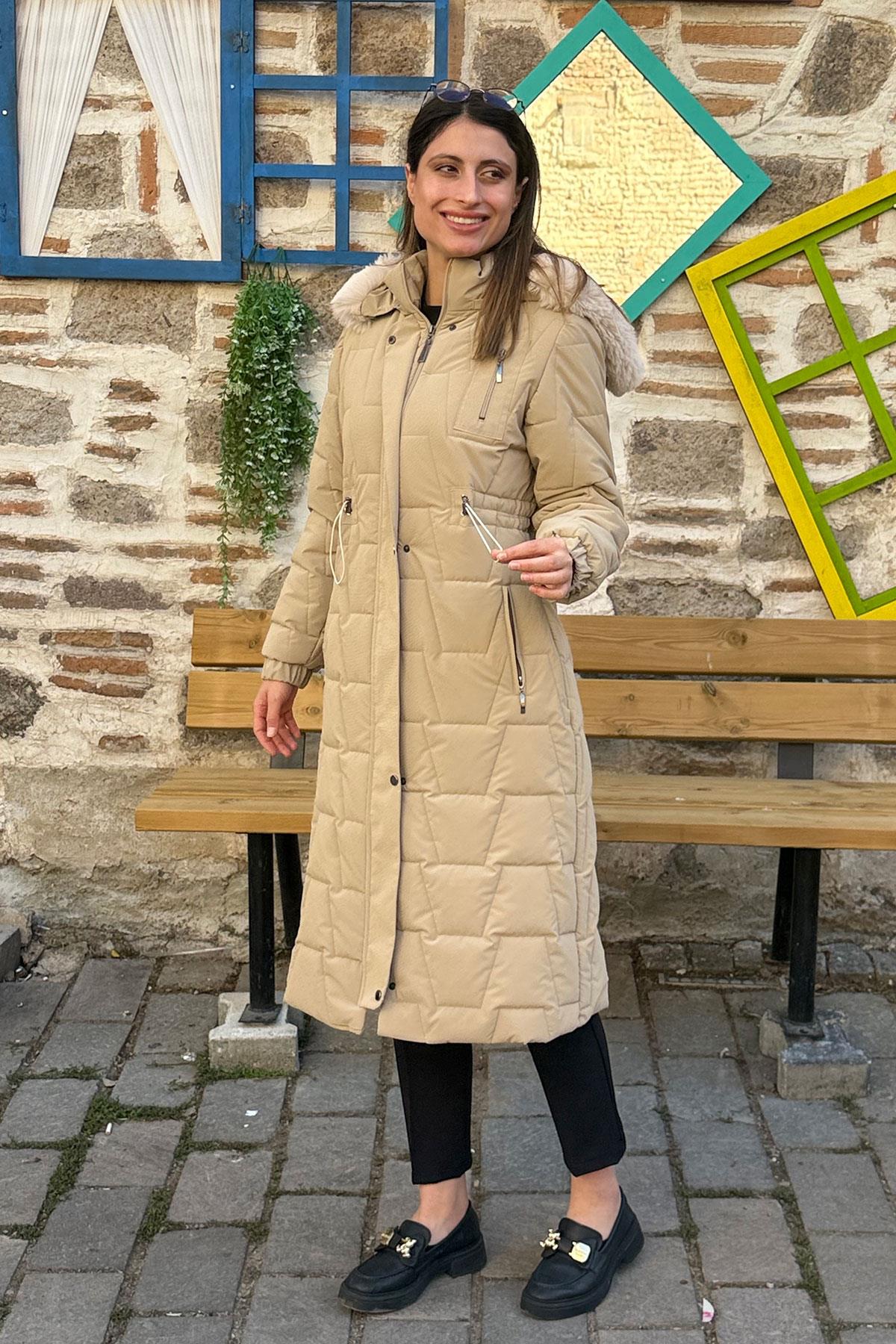 Cosmo Vazo Desen Belden Büzgülü Kaban - BEJ