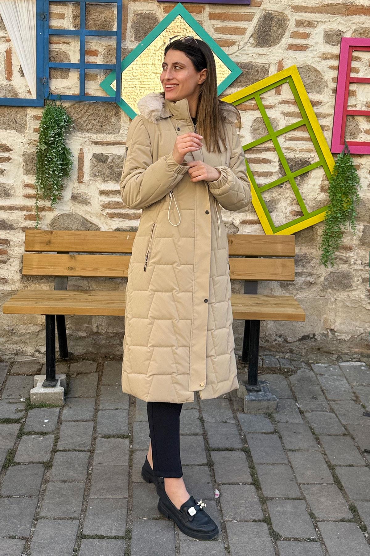 Cosmo Vazo Desen Belden Büzgülü Kaban - BEJ