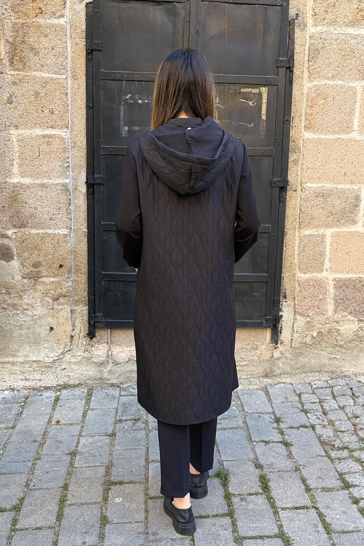 Damla Desen İnce Kapitone Yelek - SİYAH