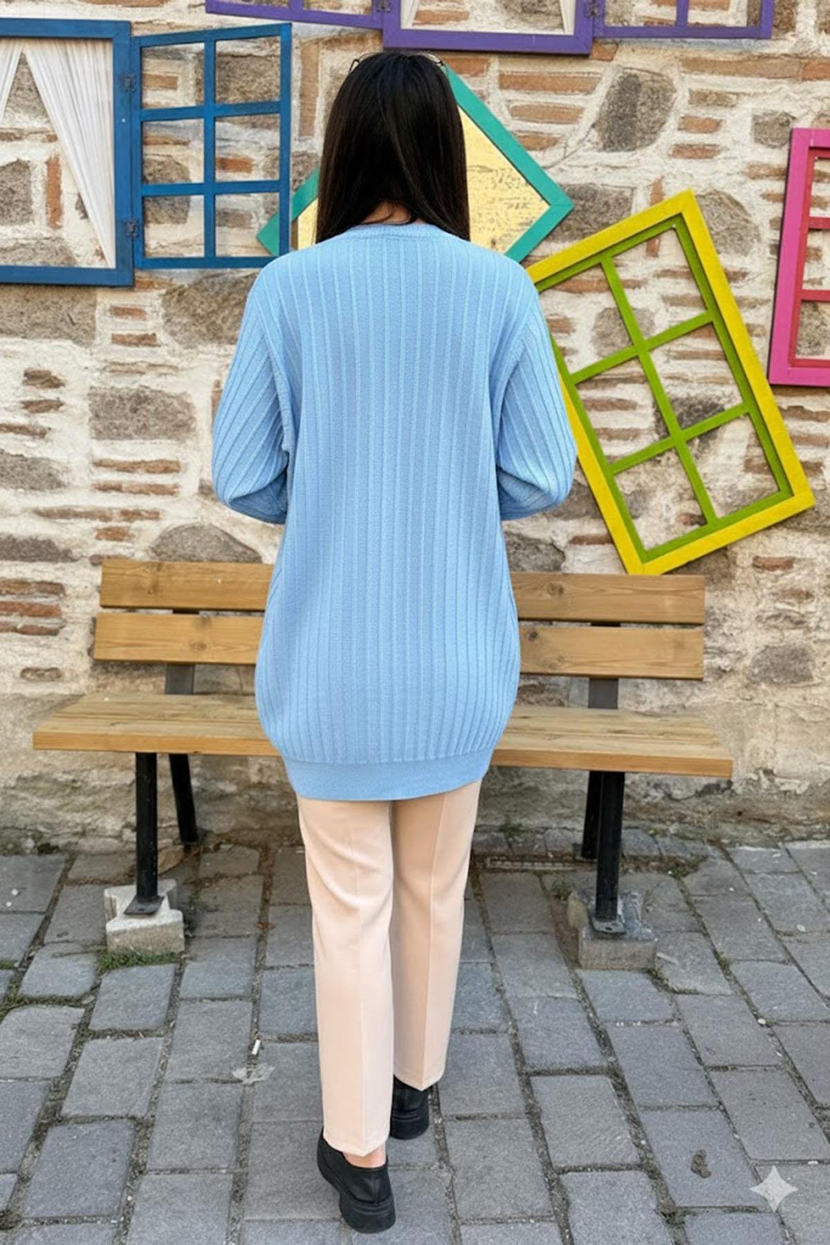 Dikey Dokulu Kadın Triko Tunik - Bebemavi