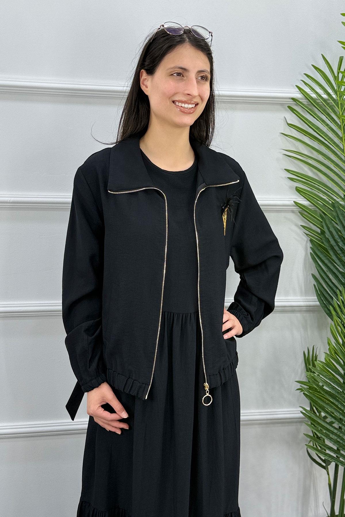 Ecrin Tesettür Elbise - Siyah