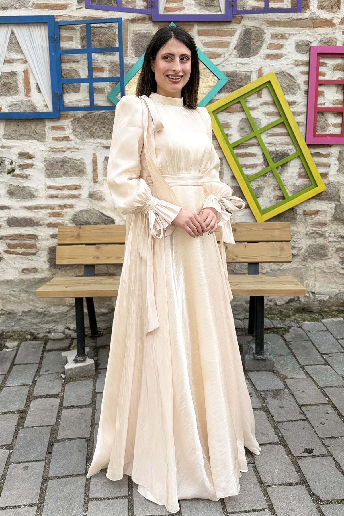 Eliza Tesettür Abiye - KREM