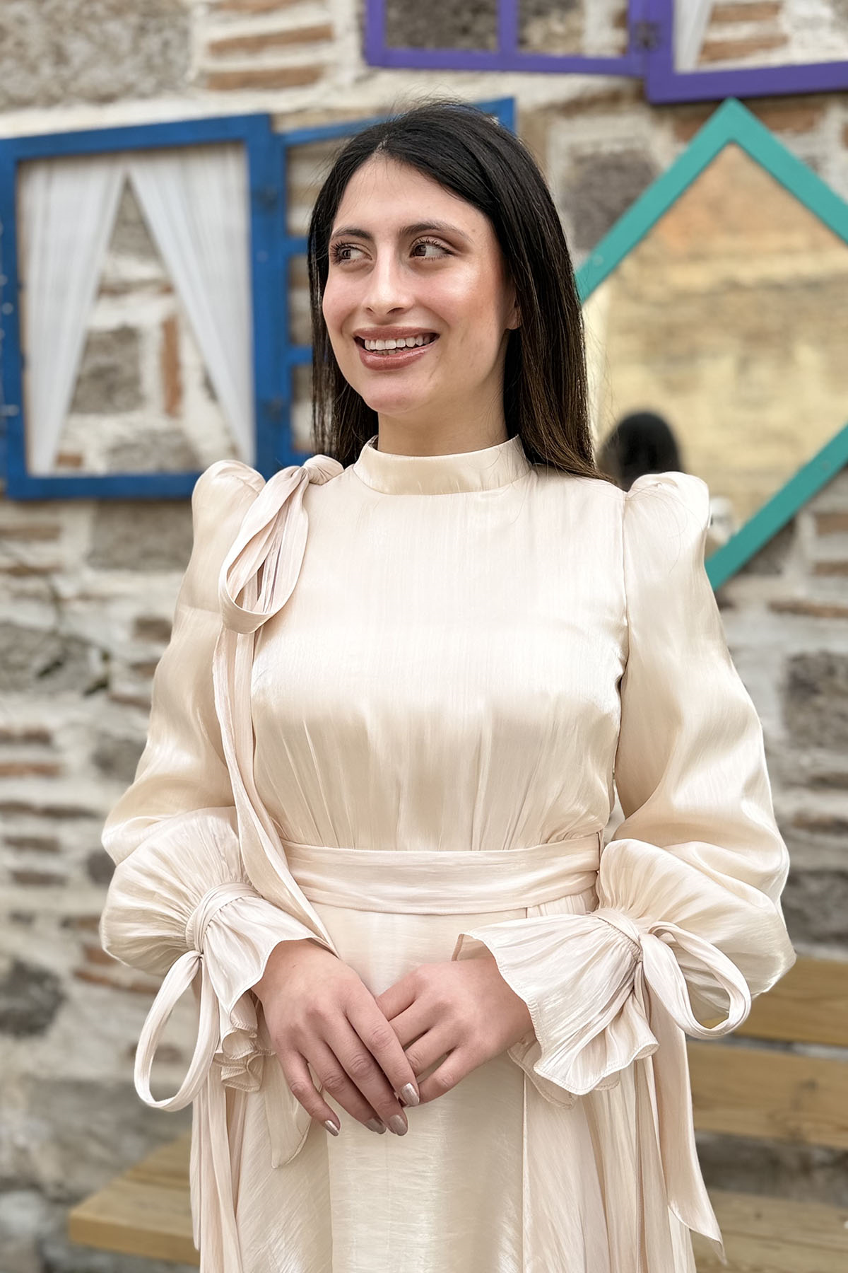 Eliza Tesettür Abiye - KREM