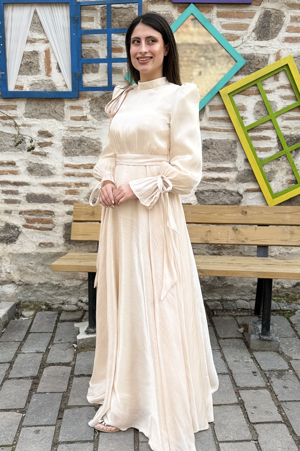 Eliza Tesettür Abiye - KREM