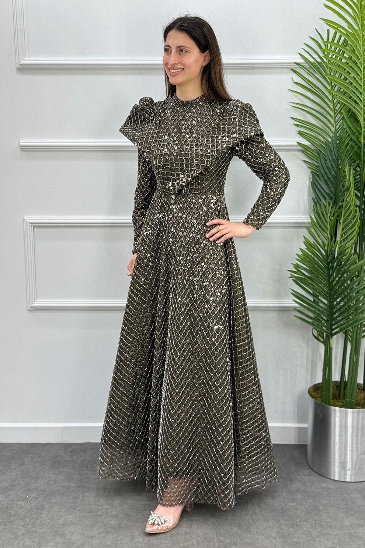 Gala Tesettür Abiye - HAKİ