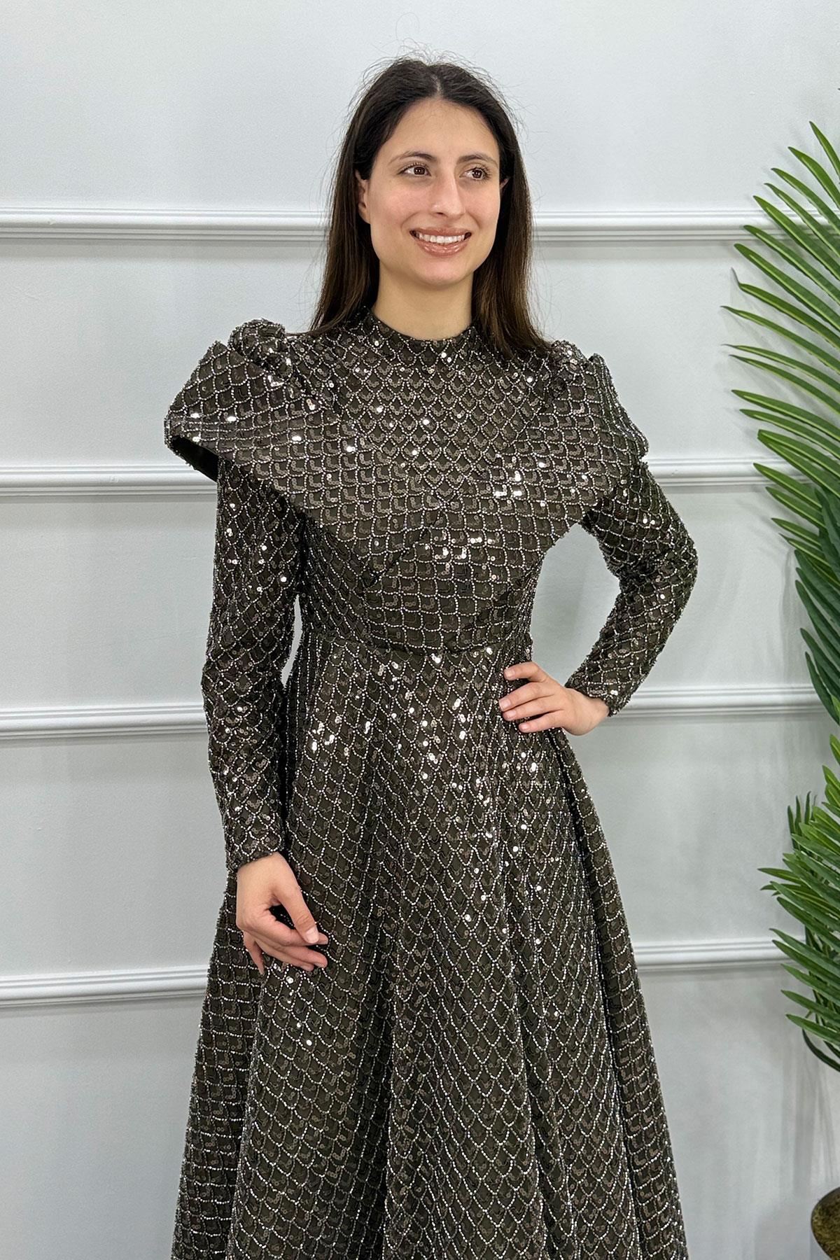 Gala Tesettür Abiye - HAKİ