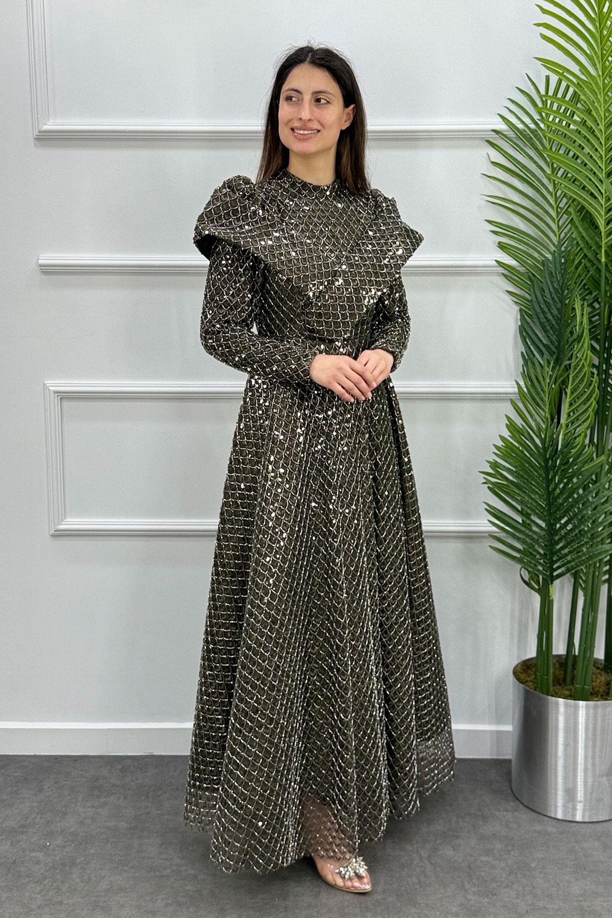 Gala Tesettür Abiye - HAKİ