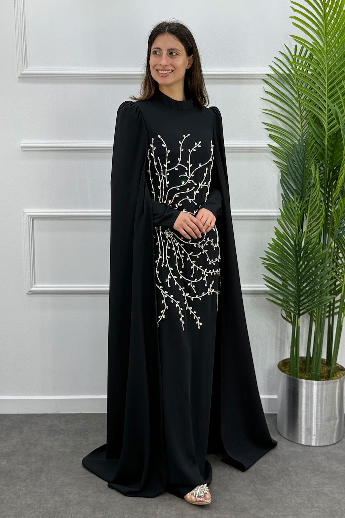 Hacer Tesettür Abiye - SİYAH