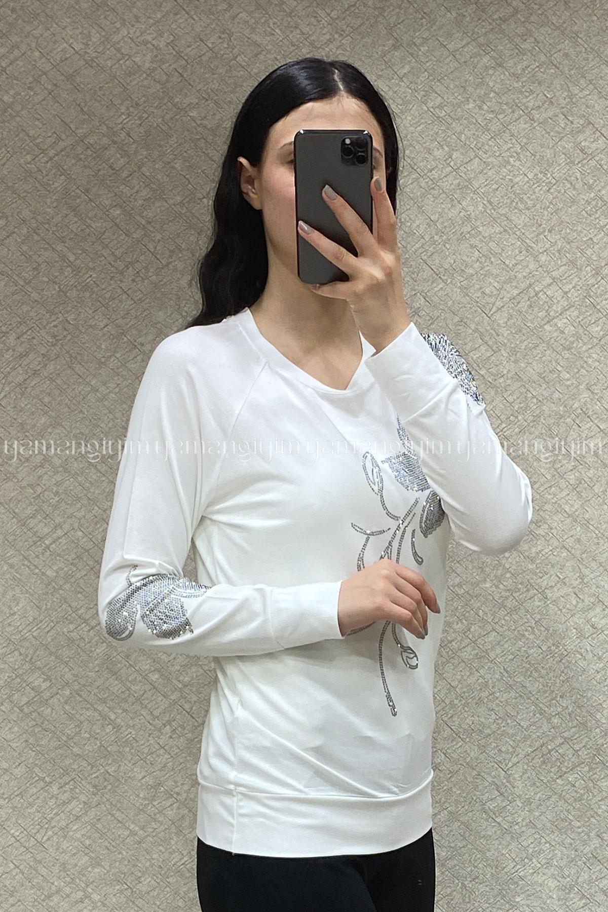 Kadın Penye Bluz 1718 (Spor Kalıp) - EKRU