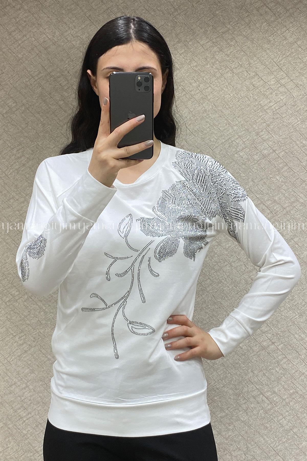 Kadın Penye Bluz 1718 (Spor Kalıp) - EKRU