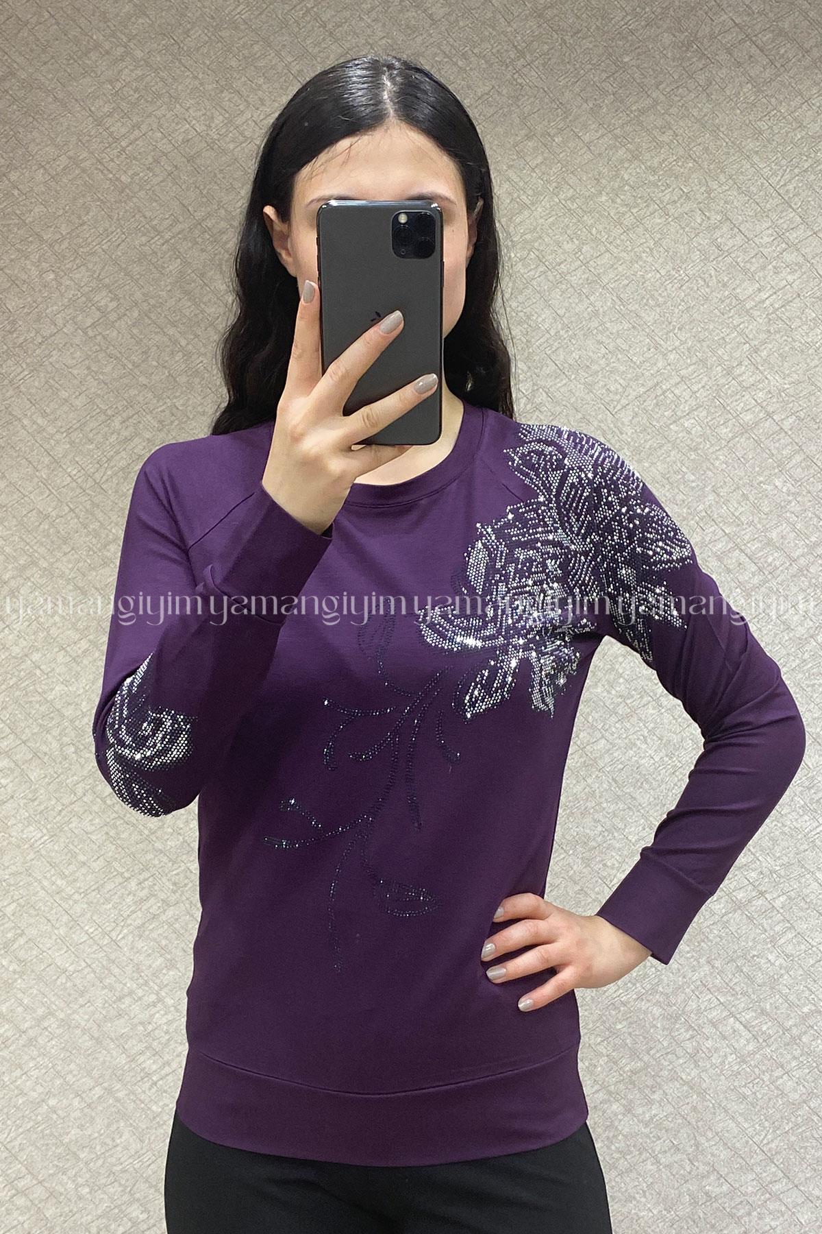 Kadın Penye Bluz 1718 (Spor Kalıp) - MOR