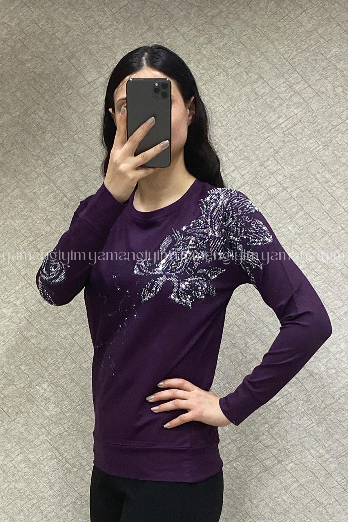 Kadın Penye Bluz 1718 (Spor Kalıp) - MOR