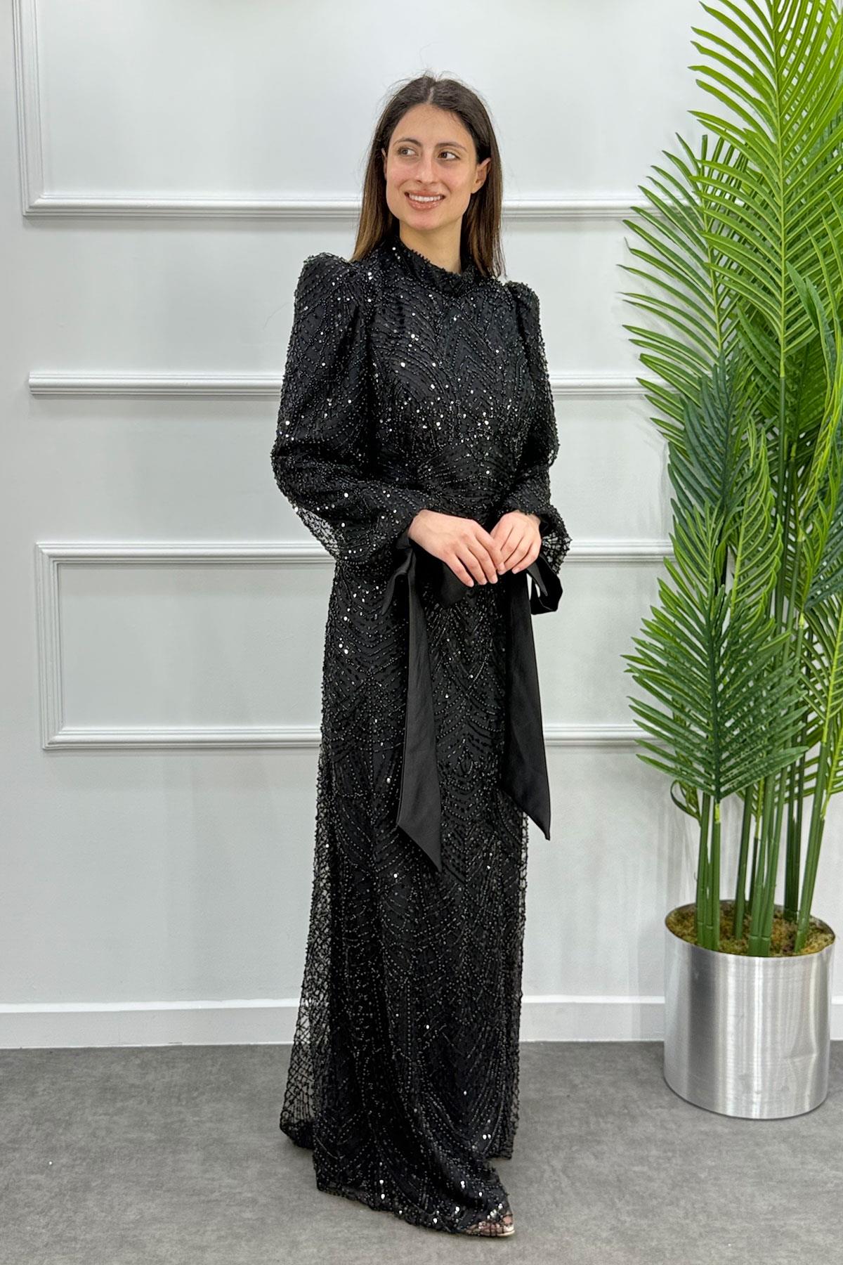 Kalanşo Tesettür Abiye - SİYAH