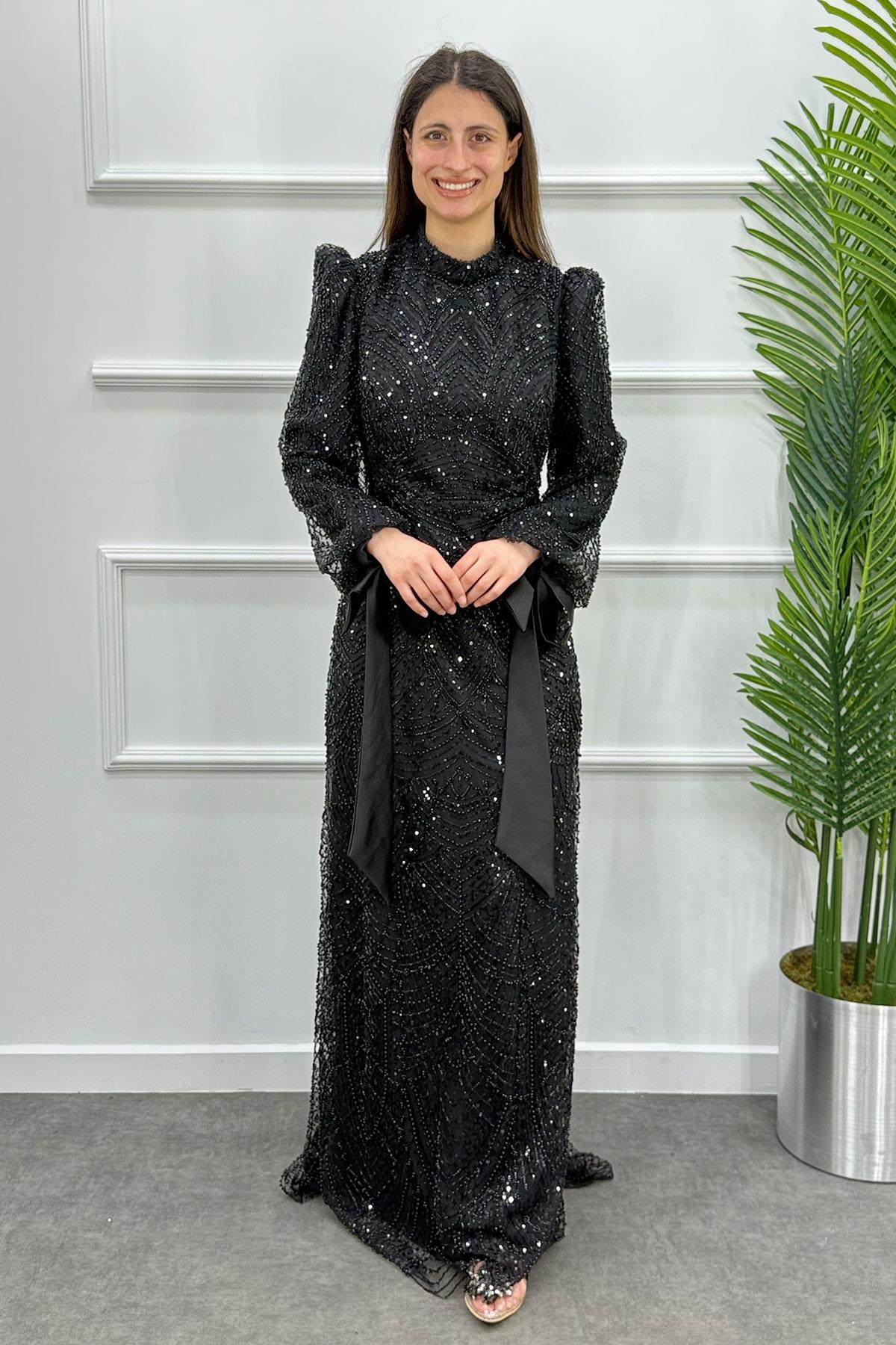 Kalanşo Tesettür Abiye - SİYAH