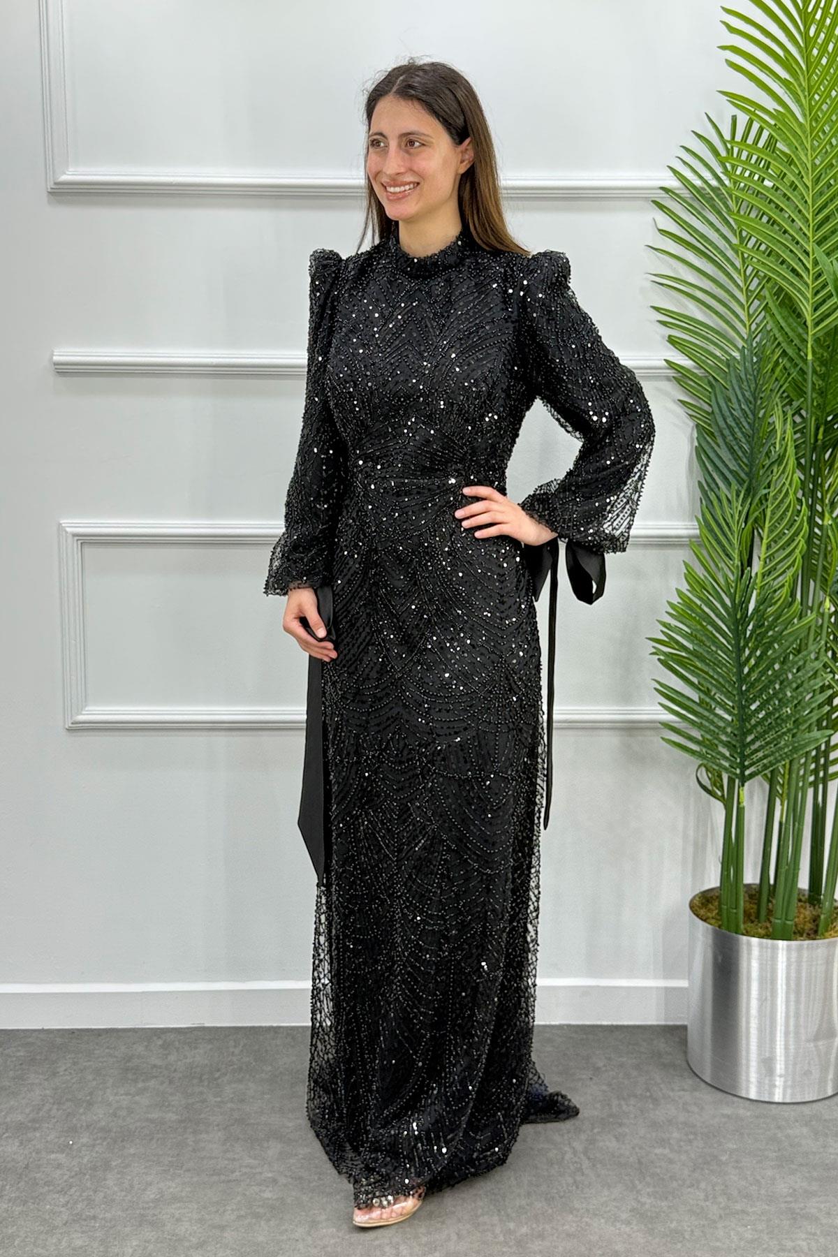 Kalanşo Tesettür Abiye - SİYAH