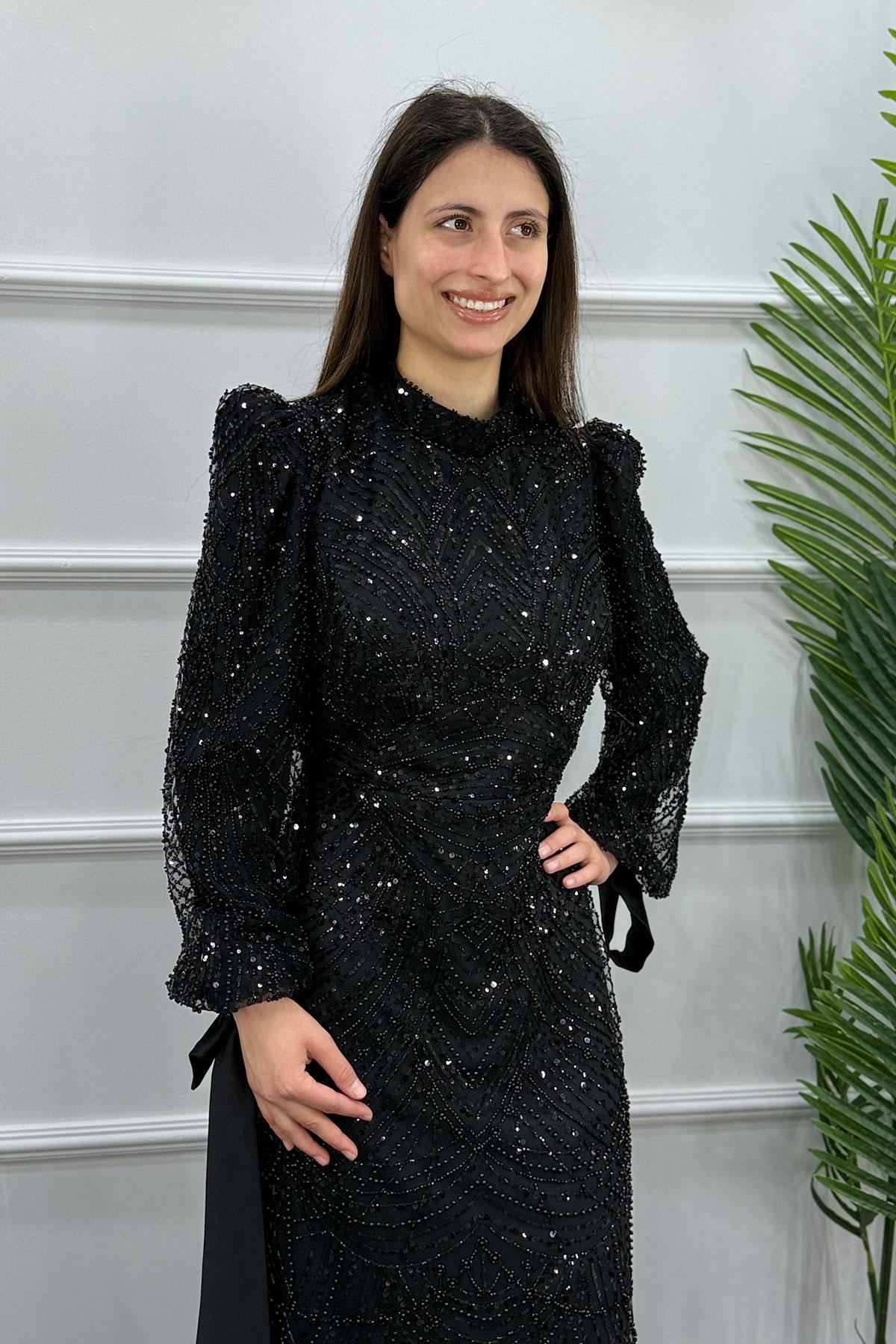 Kalanşo Tesettür Abiye - SİYAH