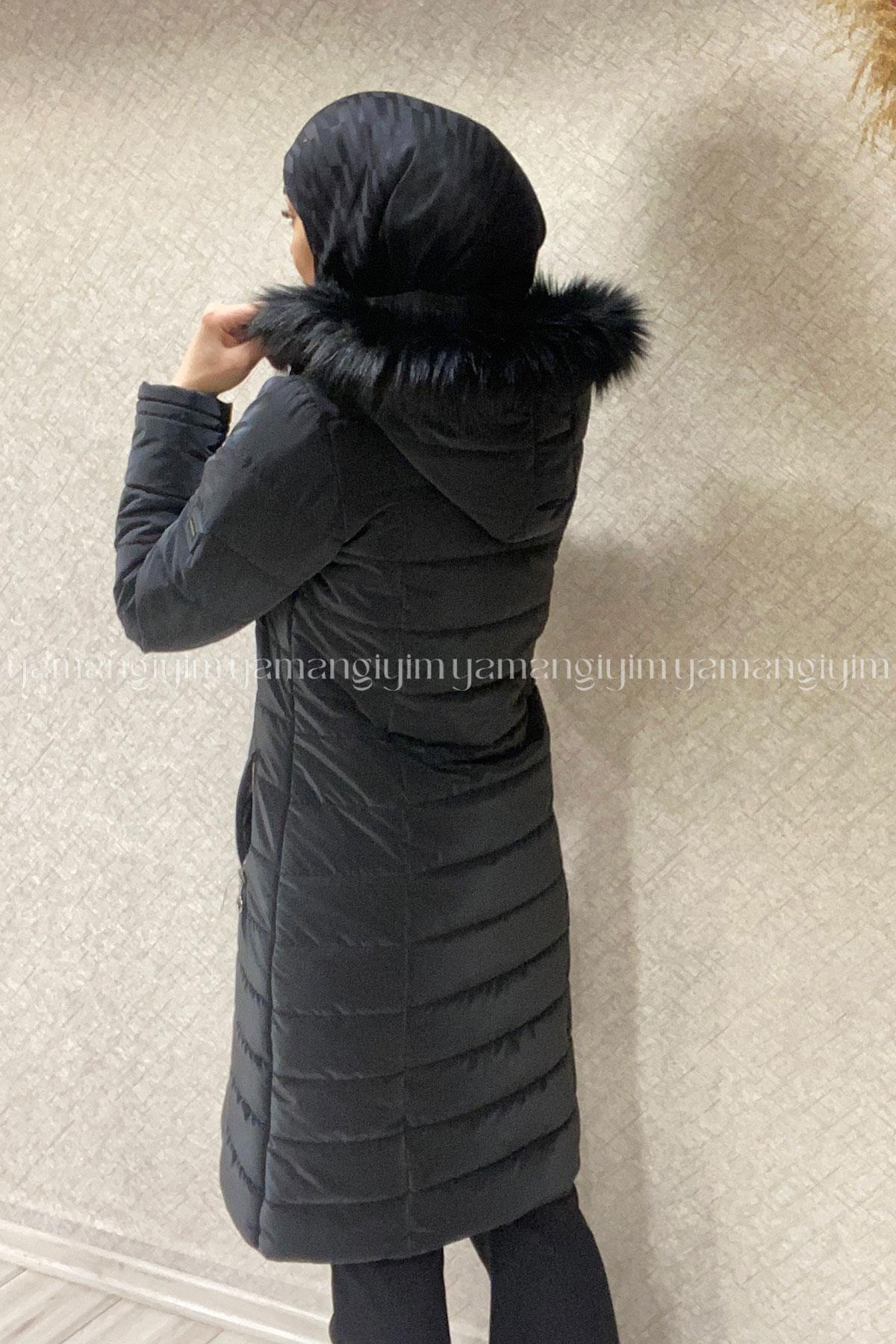 7300 PANOVA KAPİTONE KABAN - SİYAH