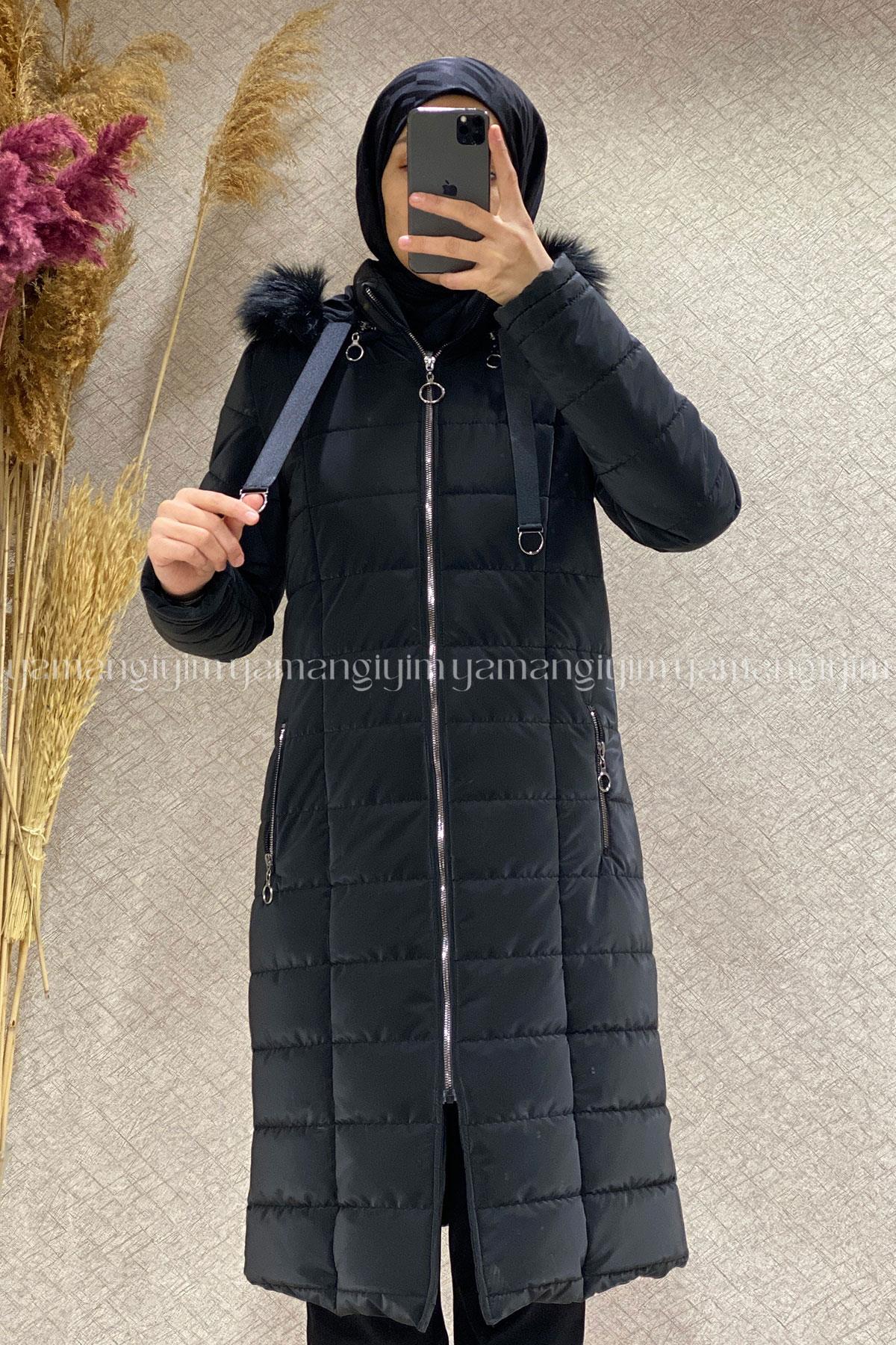 7300 PANOVA KAPİTONE KABAN - SİYAH