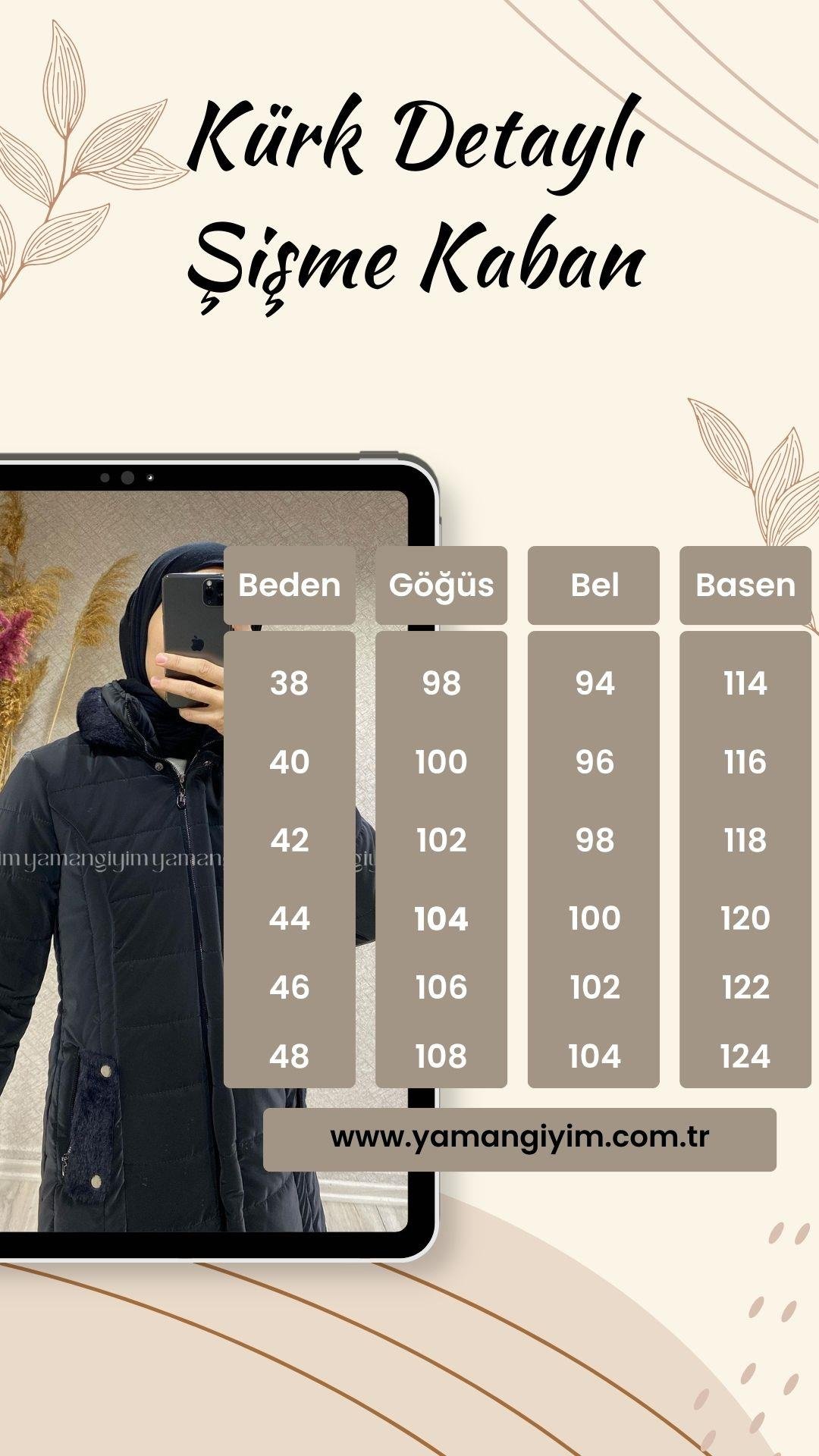 Kürk Detaylı Şişme Kaban - SİYAH