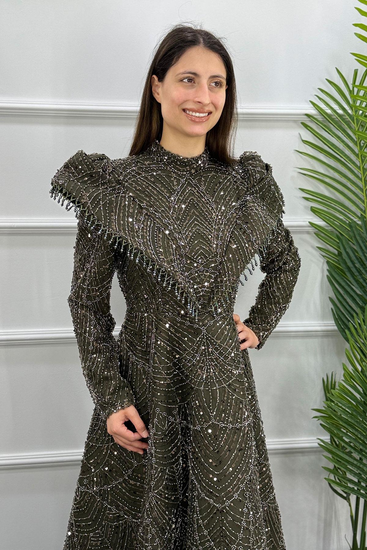 Lotus Tesettür Abiye - HAKİ