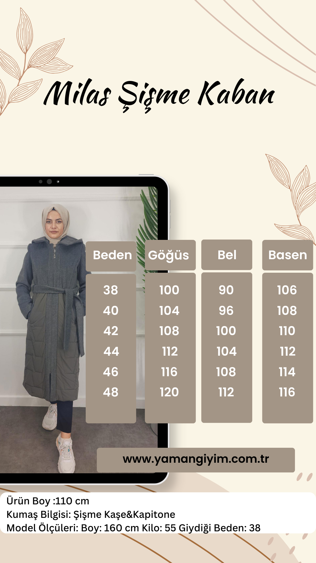 8201 MİLAS ŞİŞME KABAN - Gri