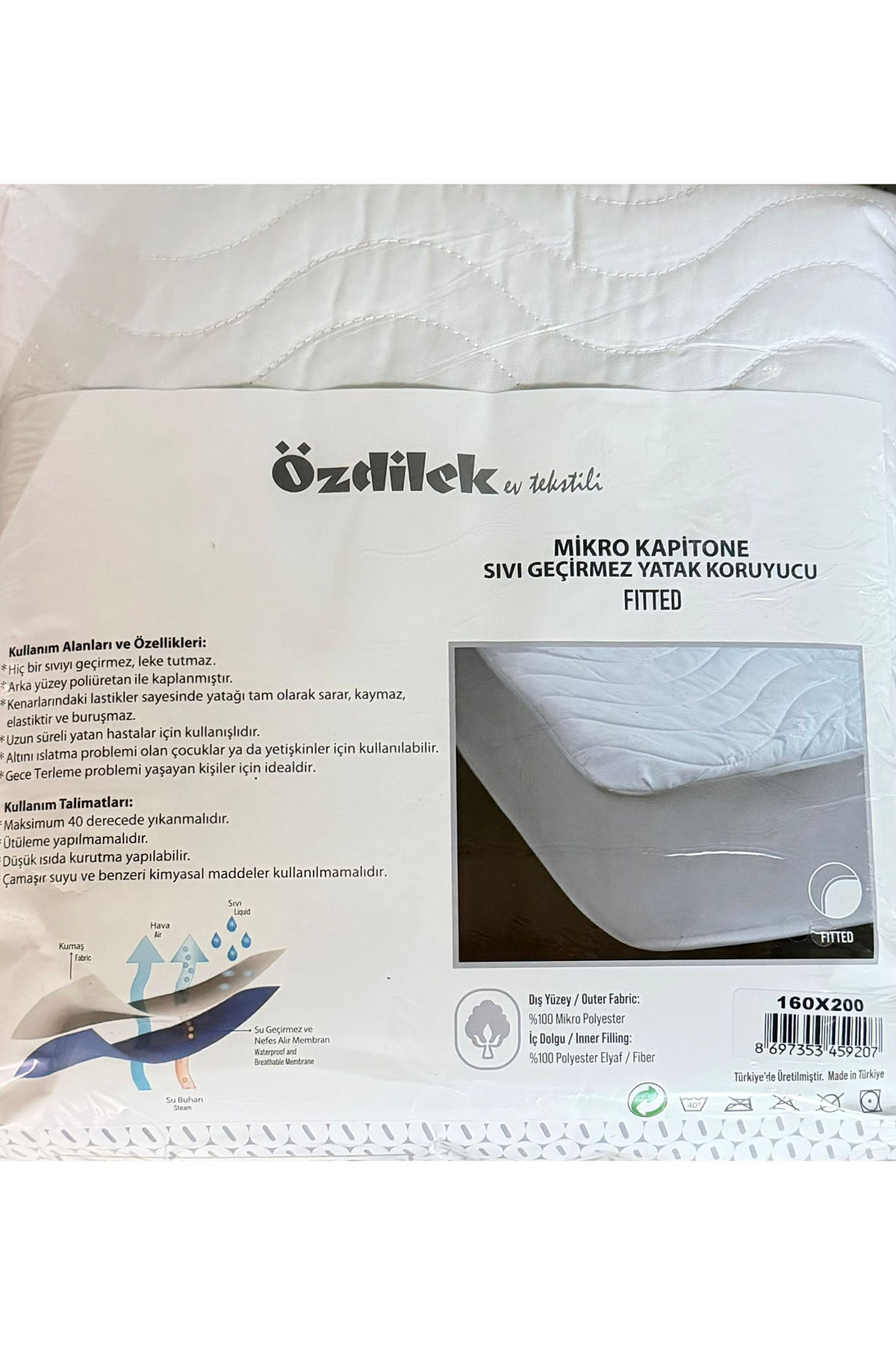 Özdilek Alez Mikro Kapitone Sıvı Geçirmez Yatak Koruyucu Fitted 160*200