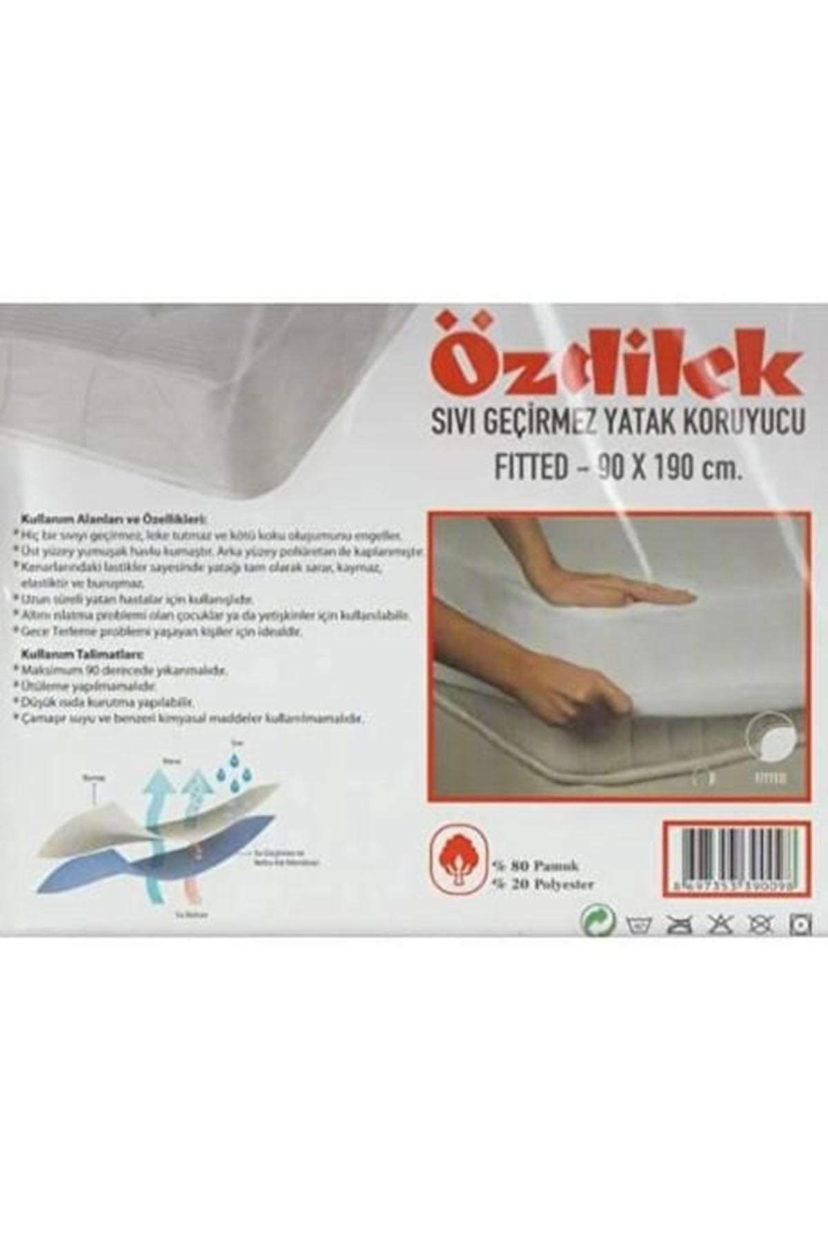 Özdilek Alez Sıvı Geçirmez Yatak Koruyucu Fitted 90*190
