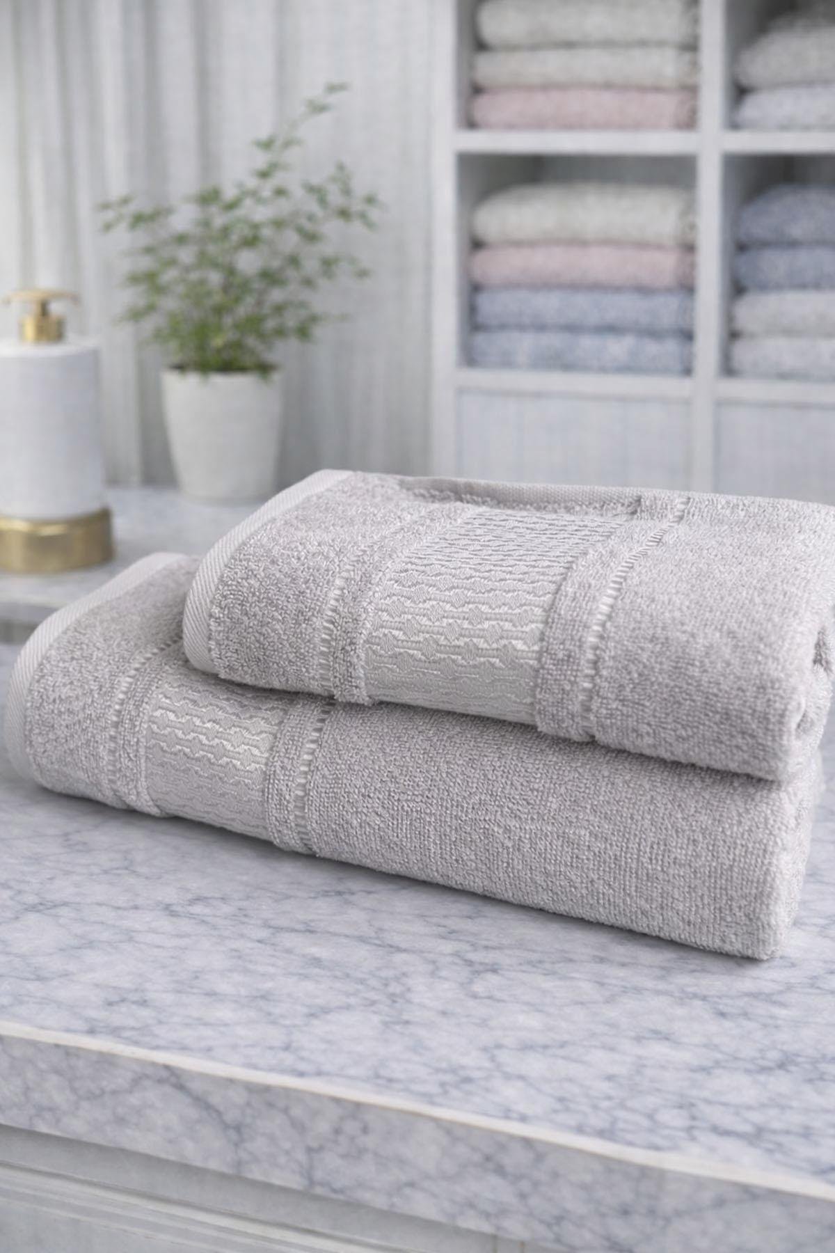 Özdilek Blossom Best Set (Hamam Takımı) Krem-Gri